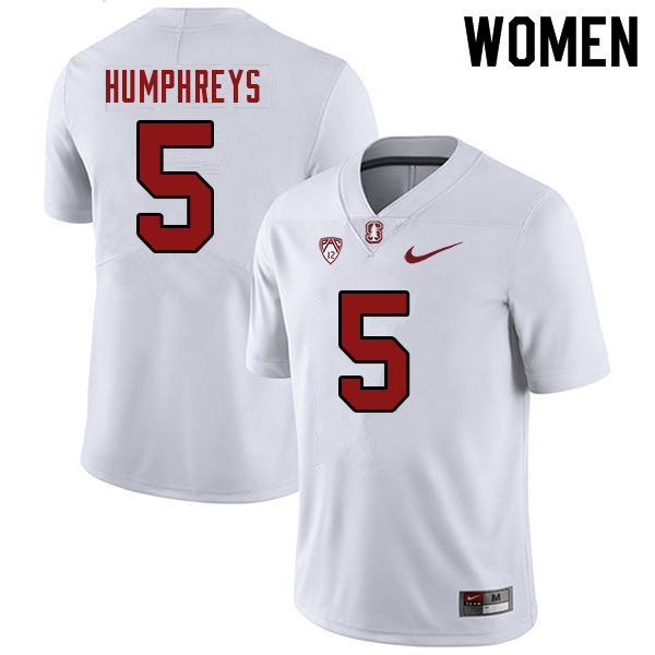 Women #5 John Humphreys Stanford Cardinal College Football Jerseys Sale-White - Click Image to Close